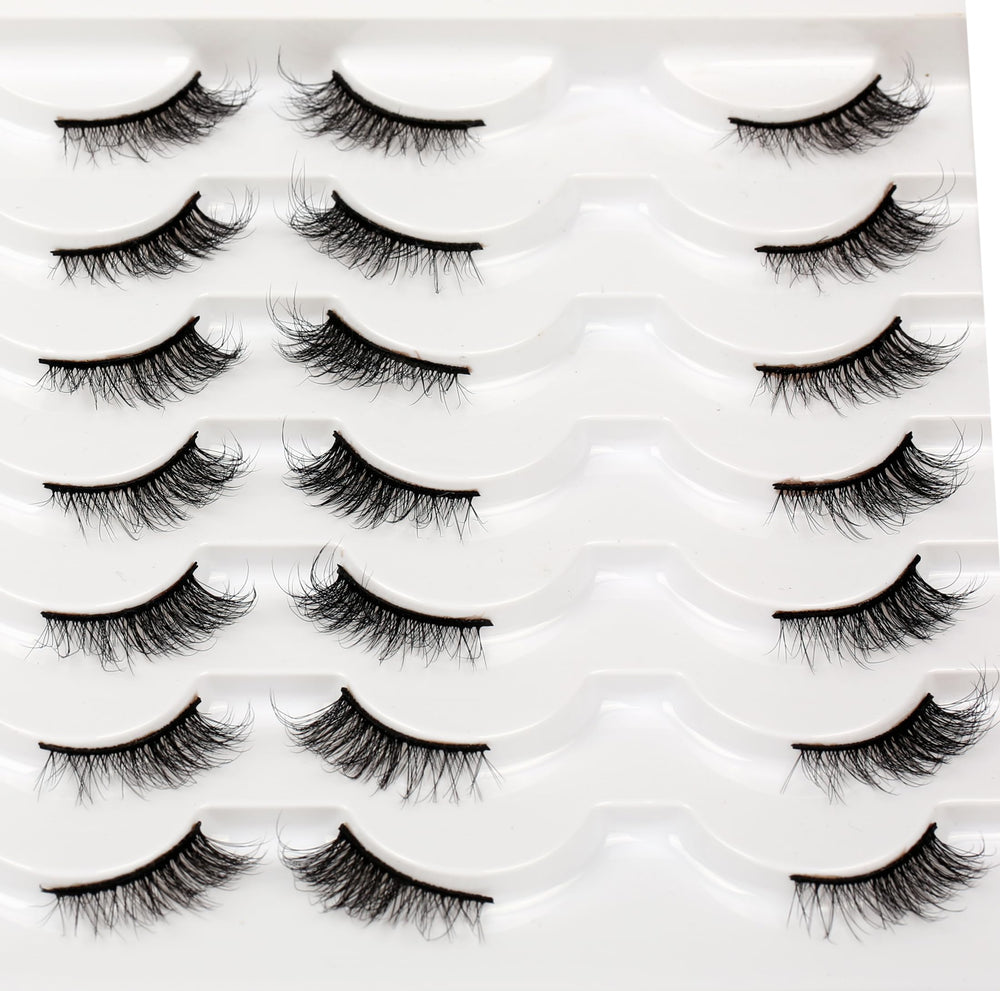 Pooplunch fluffy half lashes packaging and 14-pair kit for versatile styles