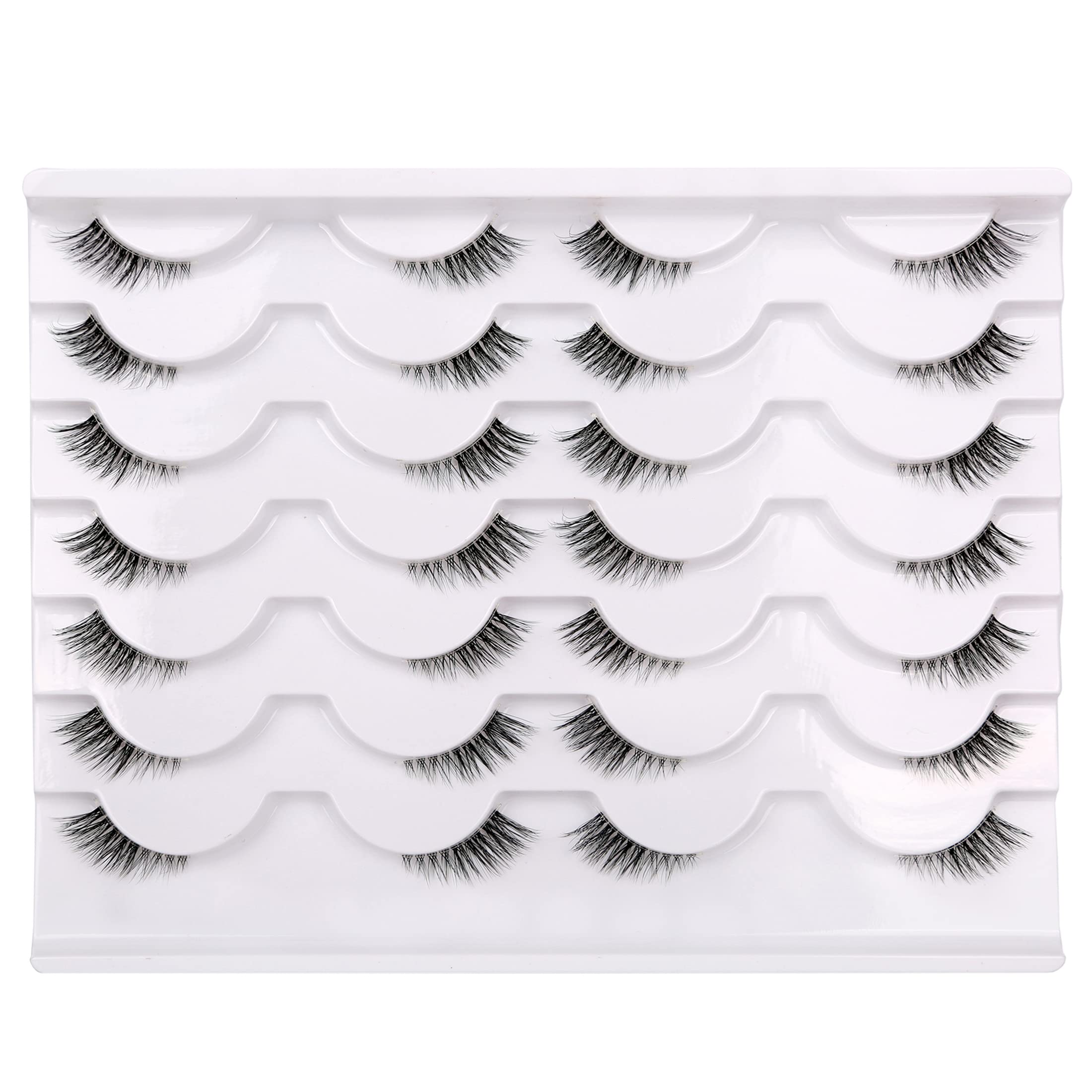 Pooplunch half false eyelashes with clear band for comfortable daily wear.