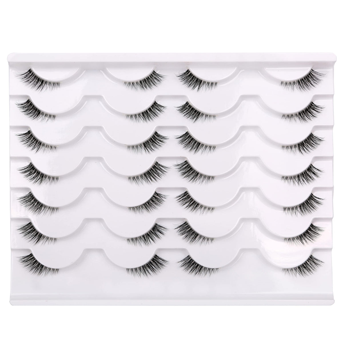 Pooplunch half false eyelashes with clear band for comfortable daily wear.