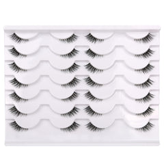 Pooplunch half false eyelashes with clear band for comfortable daily wear.