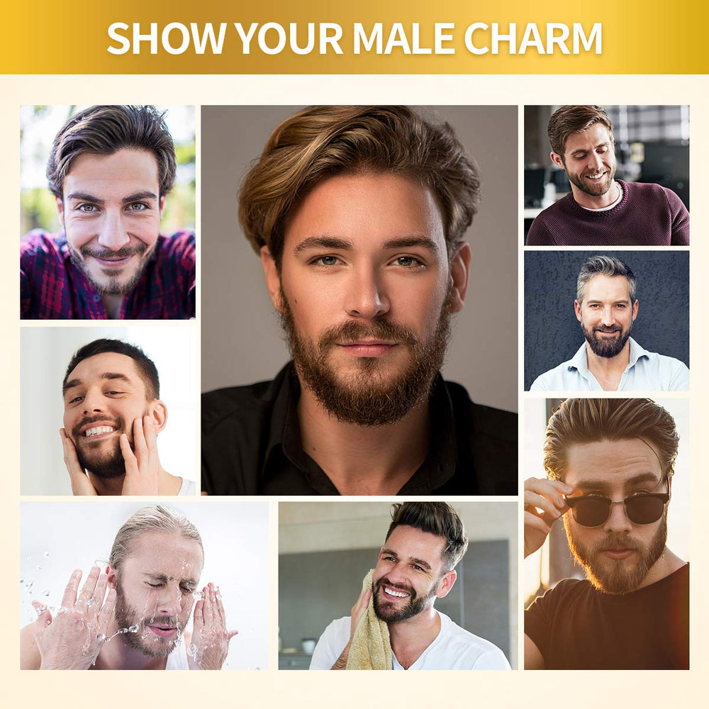 Man applying POP MODERN.C beard oil for grooming routine