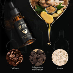 POP MODERN.C beard oil dropper releasing oil onto palm for application