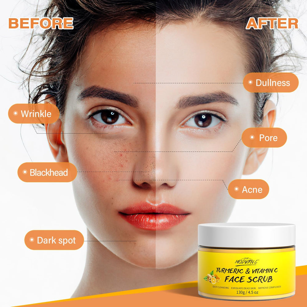 POP MODERN.C polvo de cáscara de nuez, foco partículas exfoliantes, limpia poros con suavidad.