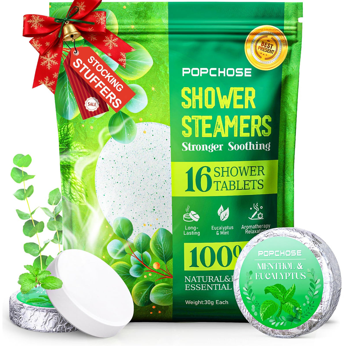 POPCHOSE tableta de ducha aromaterapia con eucalipto para aroma inmediato