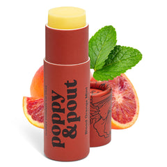 Bálsamo Poppy & Pout sabor naranja-sanguina y menta para hidratación duradera
