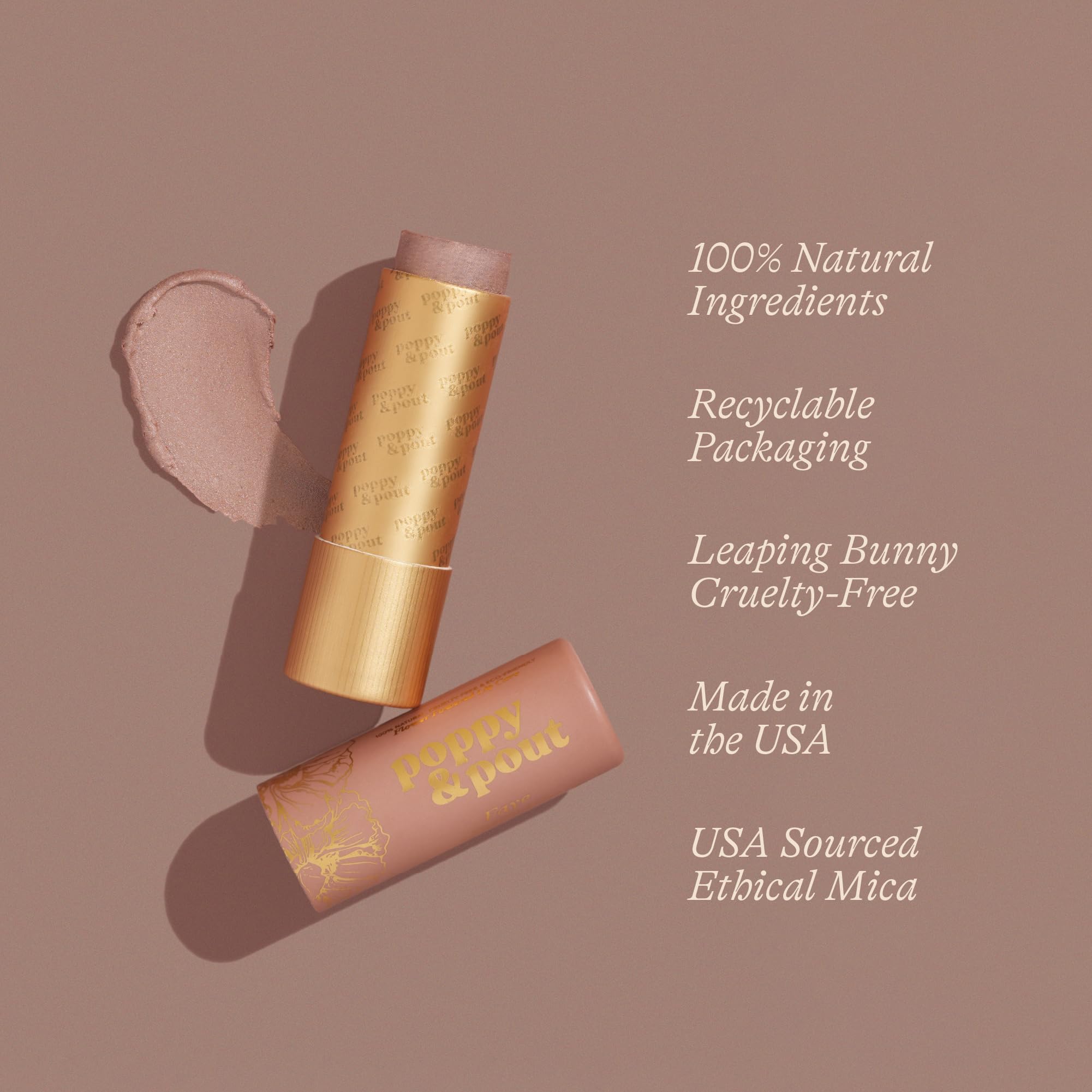 Poppy y Pout Faye ingredientes naturales para labios nutridos y suaves.