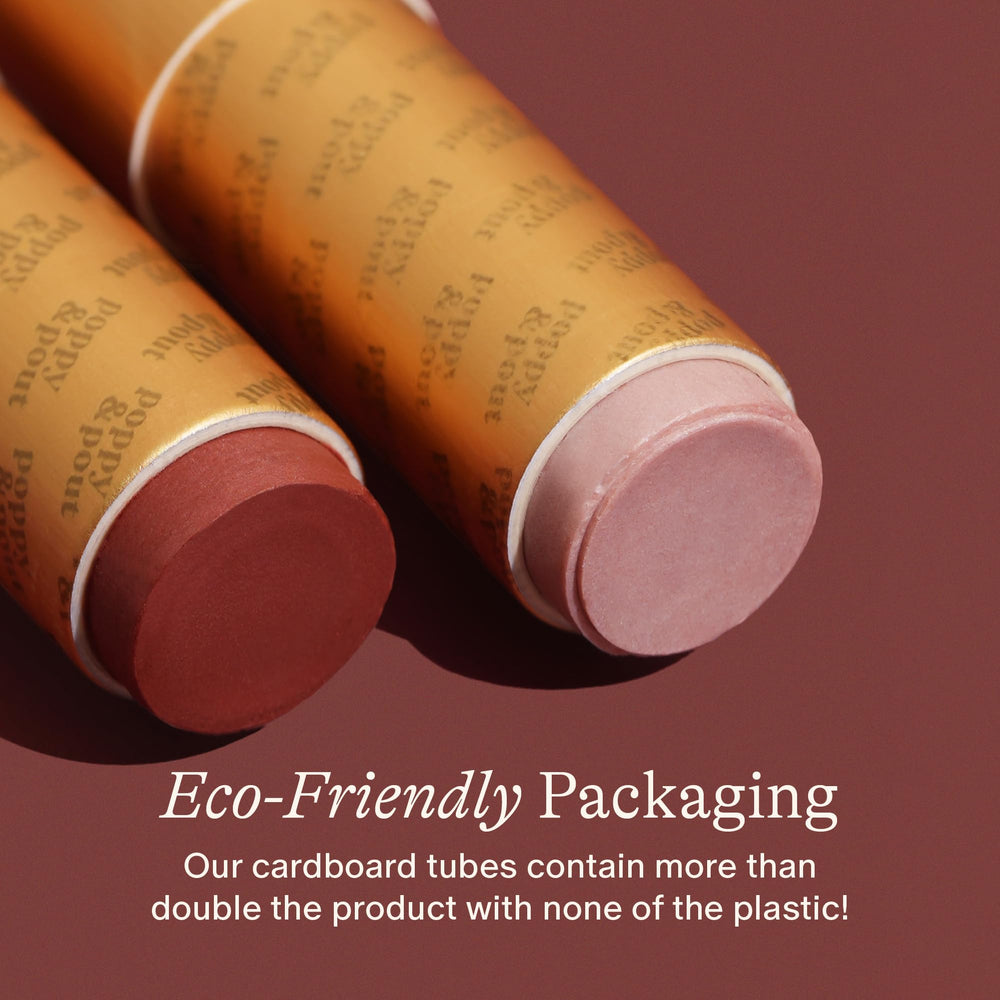 Envase de cartón reciclable de Poppy & Pout para uso sostenible.