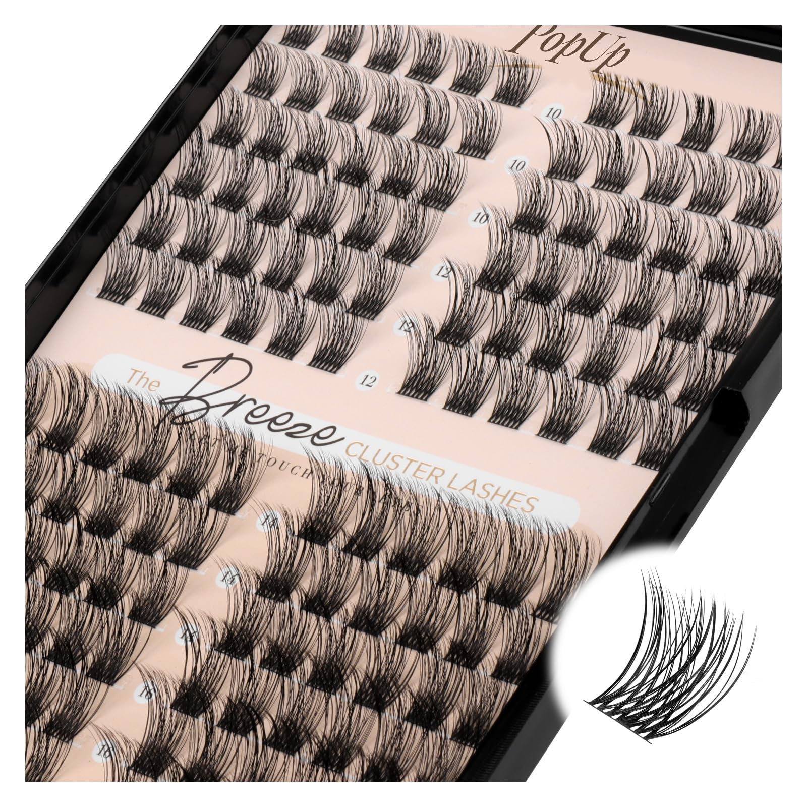 PopUp Lash Clusters in a premium PMMA box protect delicate lashes during storage.