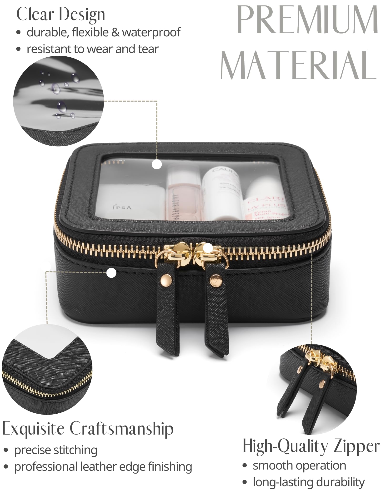 Popvibe clear TPU material shows contents at a glance and resists wear.