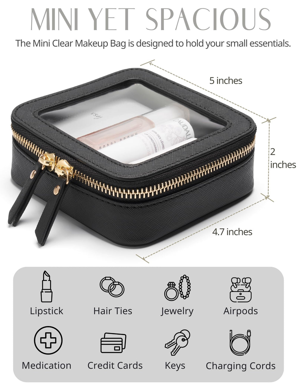 Popvibe saffiano faux leather interior feels scratch resistant and easy to clean.