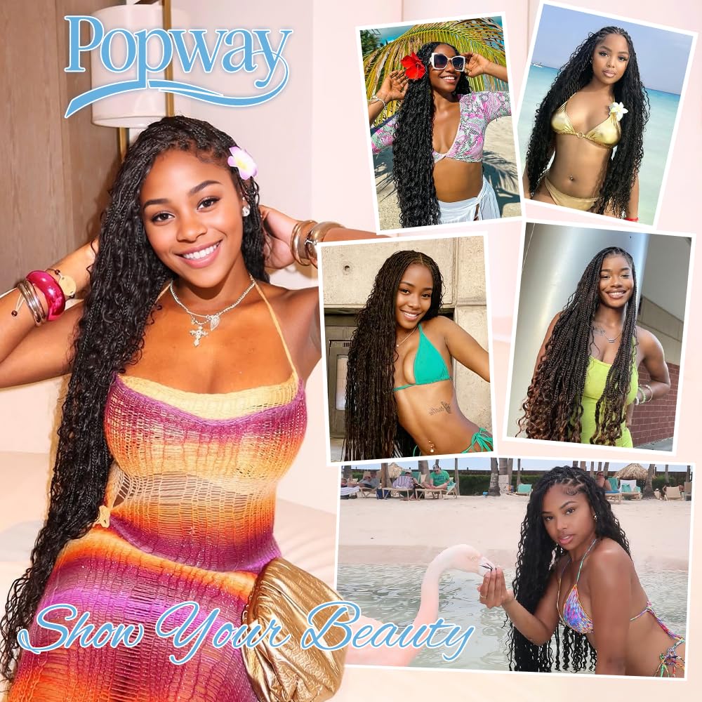 Popway boho braids on model showcase full-volume, textured look.