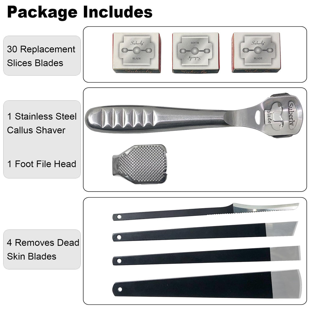 POQOD callus shaver with removable head for easy blade changes.