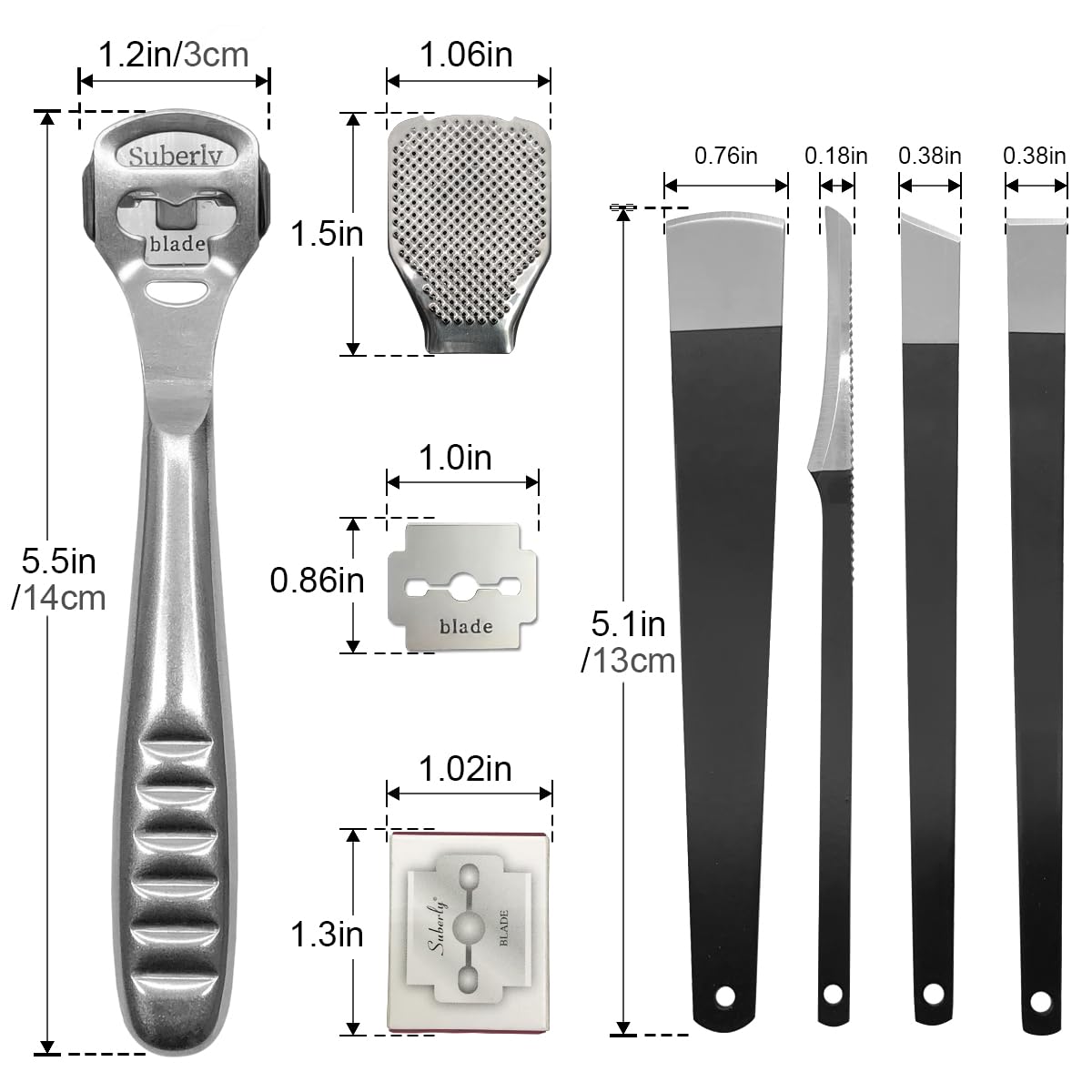POQOD stainless steel foot file resists rust for wet or dry foot use.