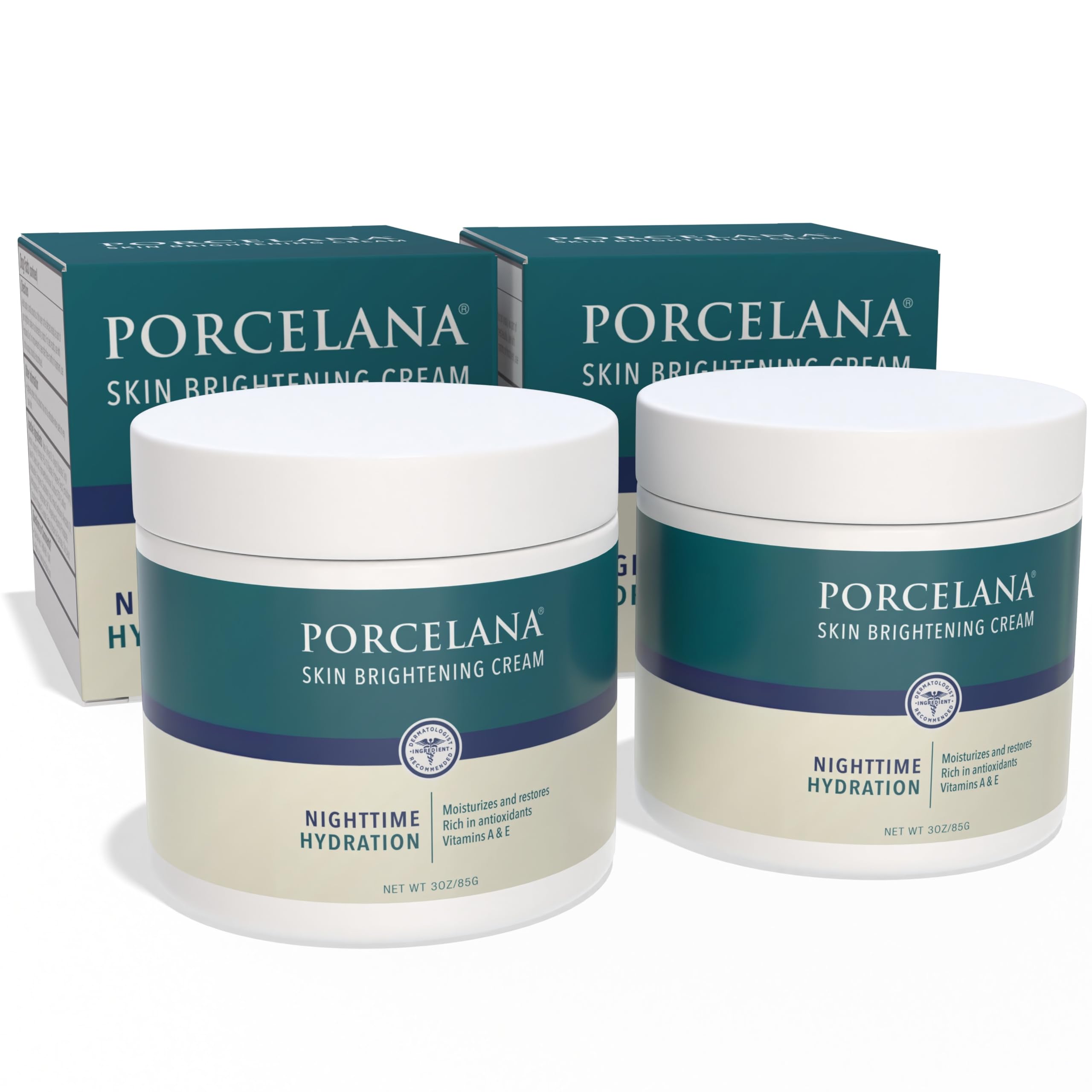 Porcelana crema nocturna hidratante, textura suave para hidratación profunda de la piel.