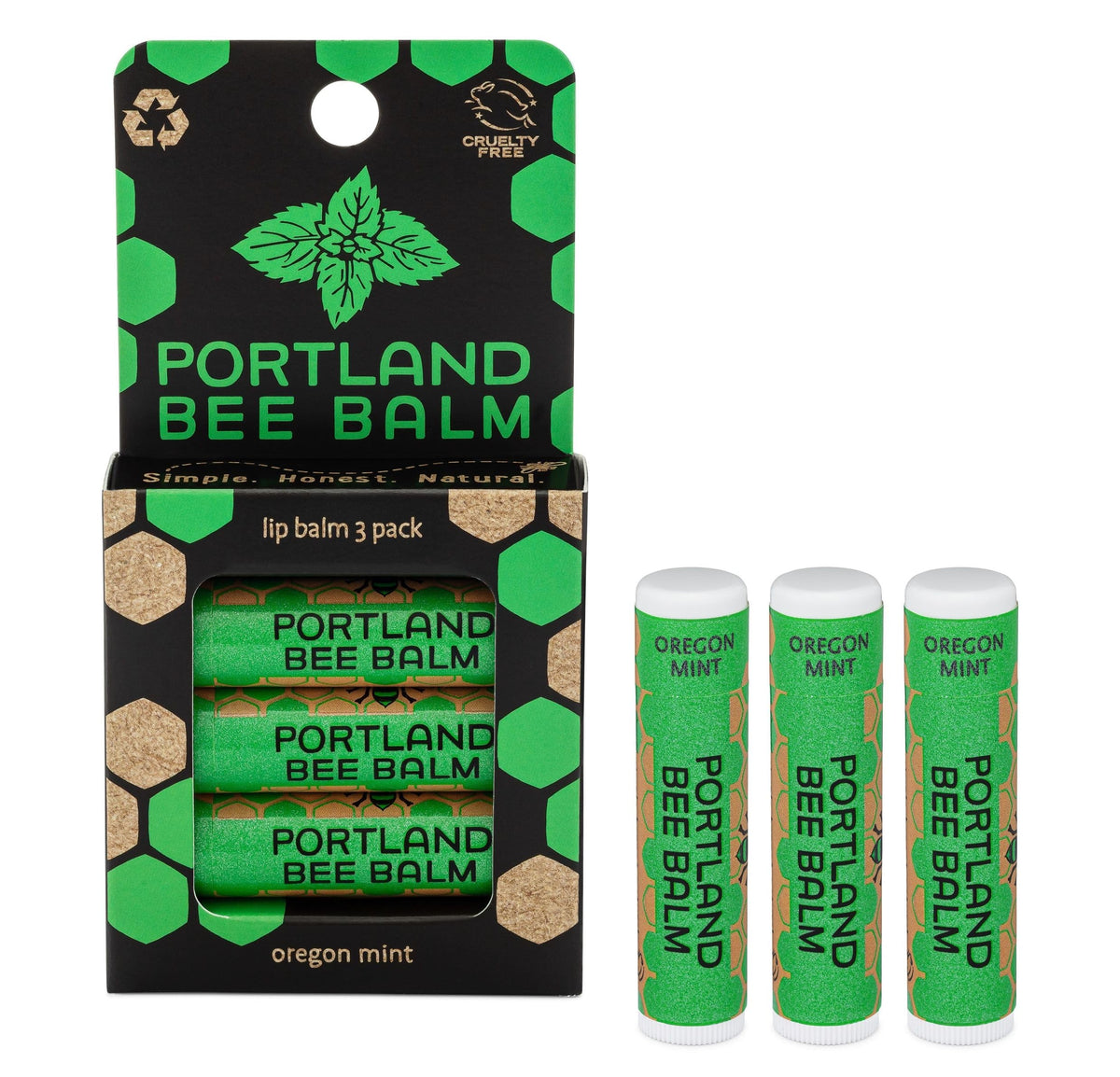 Portland Bee Balm bálsamo labial mentolado en empaque simple para uso diario.