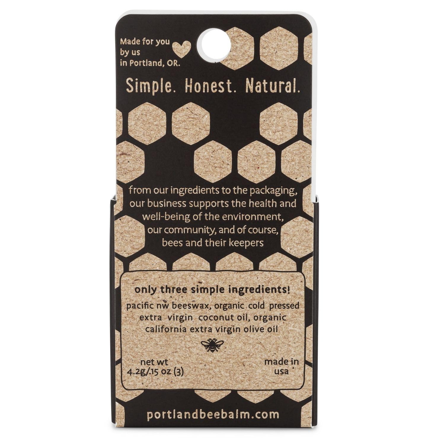Portland Bee Balm natural ingredients close-up showing pure beeswax-based formula