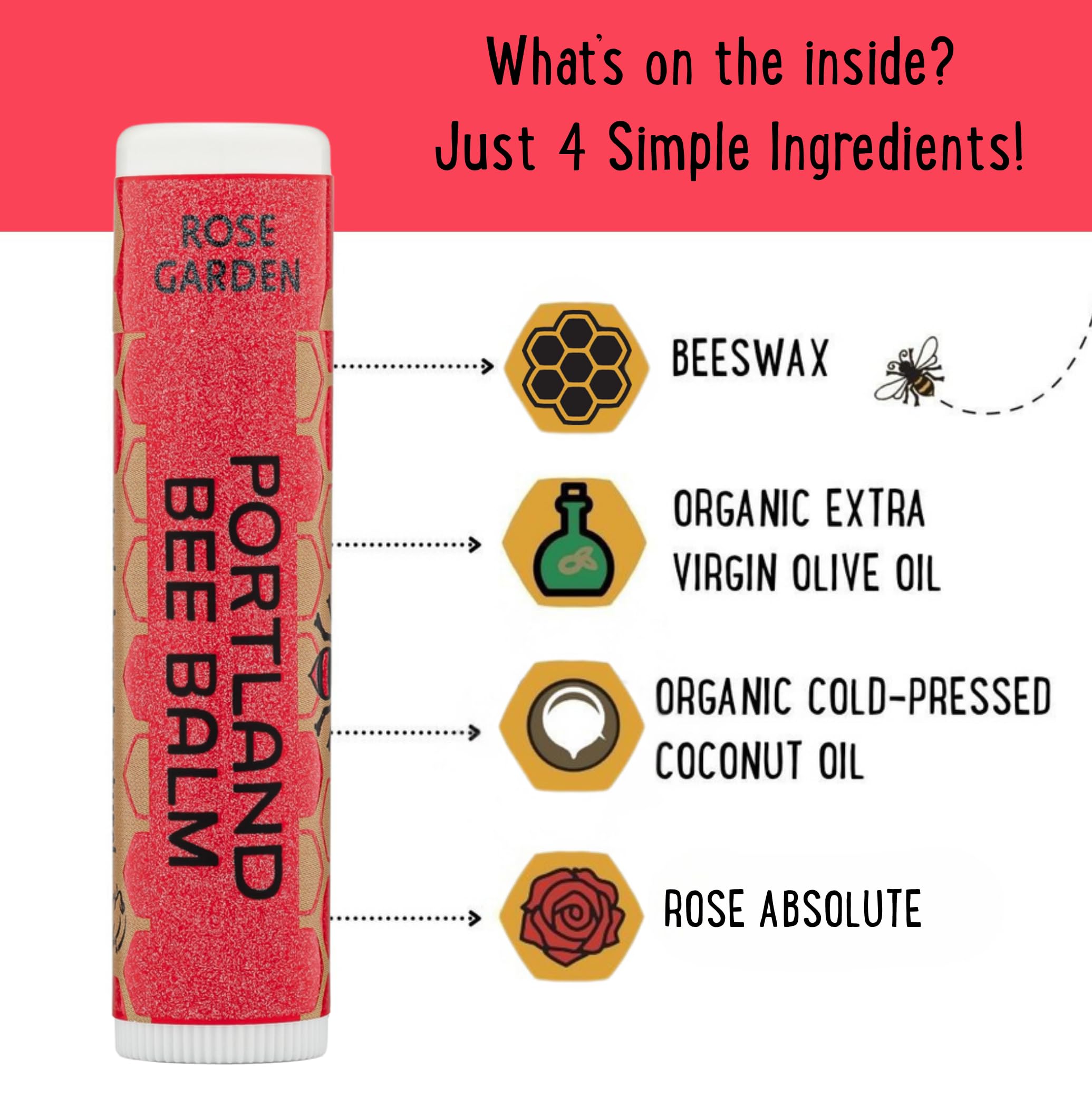 Portland Bee Balm extracto de rosas ofrece un aroma suave y natural.