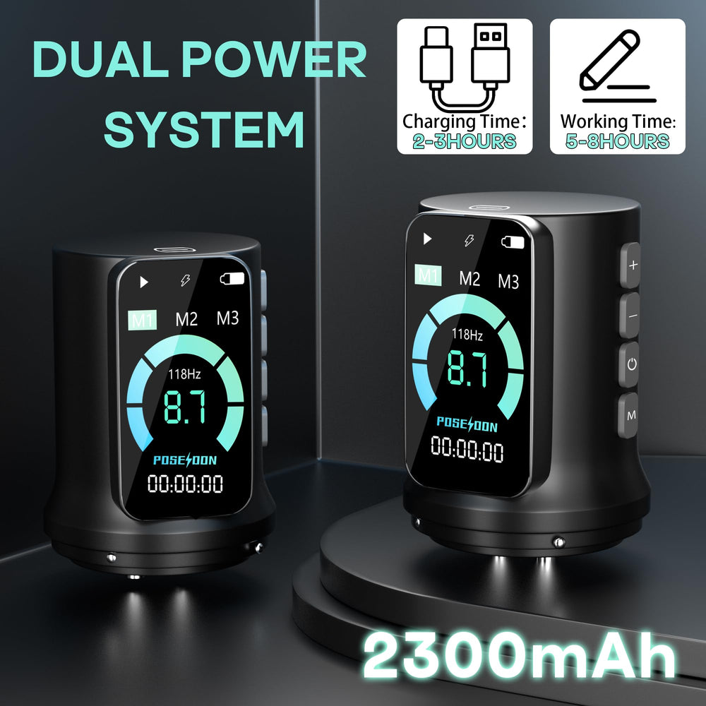POSEIDON LED display showing timer and voltage for workflow.