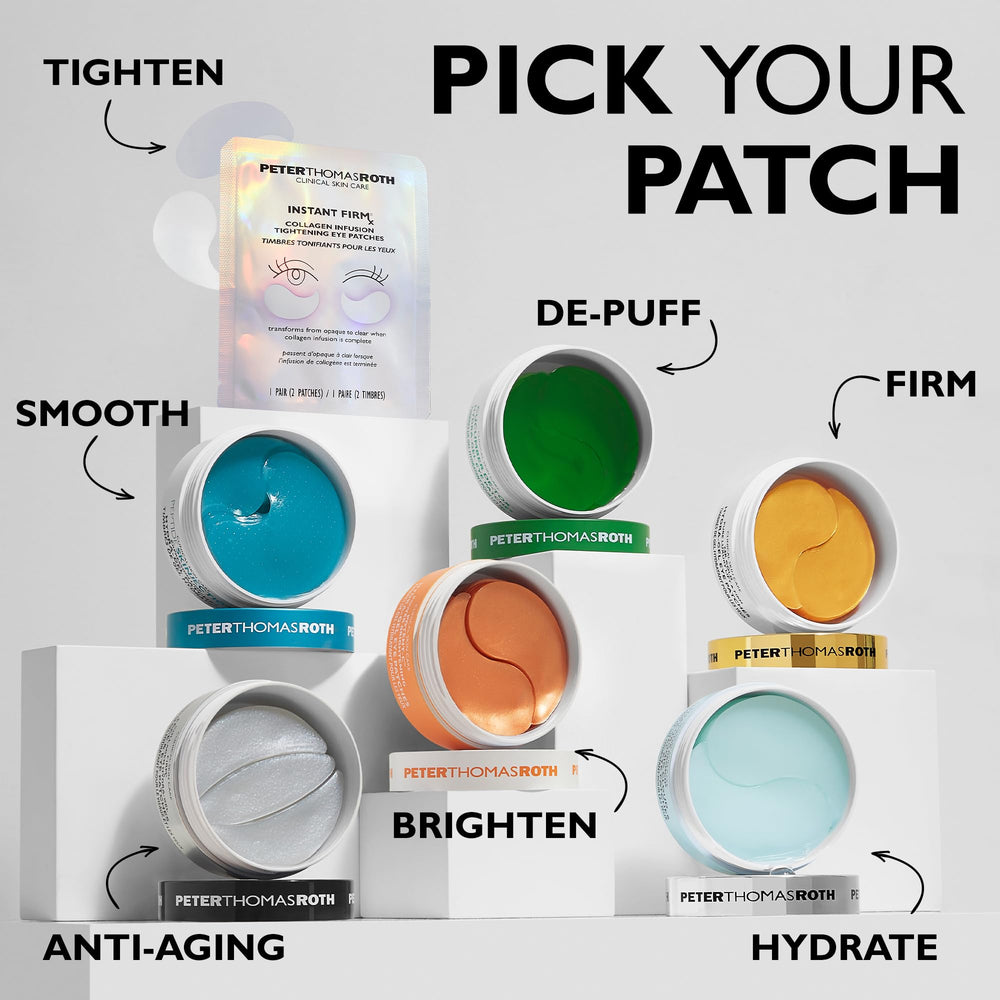 Peter Thomas Roth eye patches support quick refreshing skincare moment.