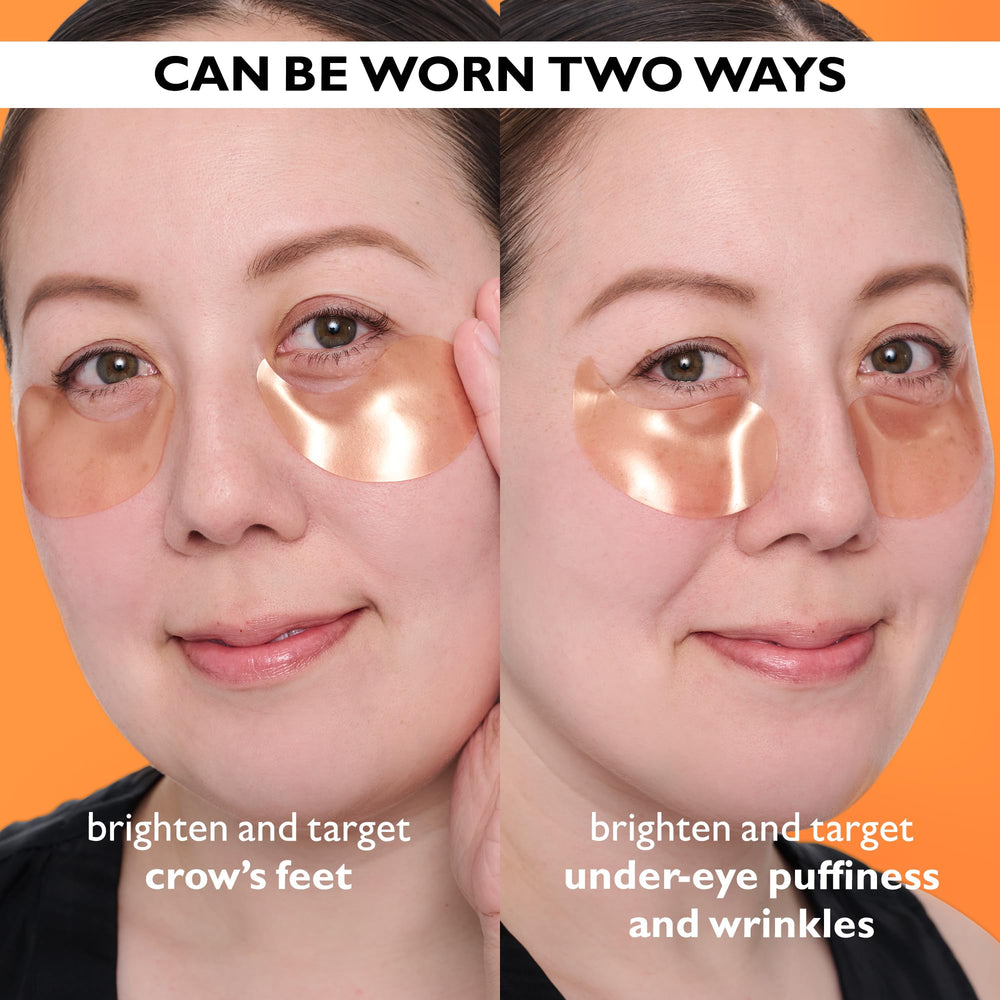 Potent-C eye patches gel texture close-up on skin surface.