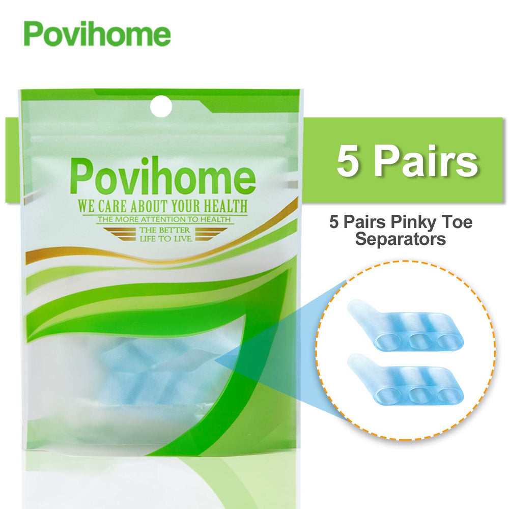 Povihome in-use pinky toe protectors providing gentle toe separation