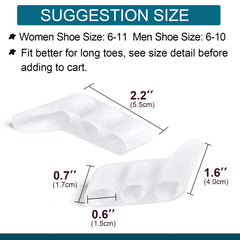 Povihome toe spacers on overlapping toes shown for better fit and comfort