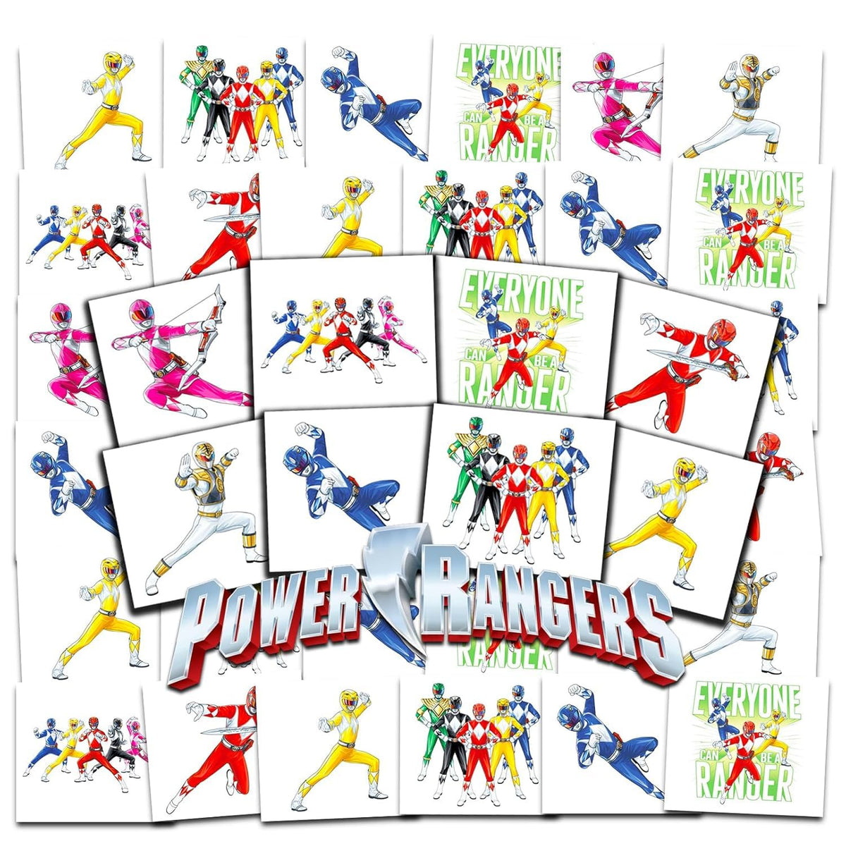 Power Rangers tattoos on perforated sheets, easy party favors for kids.