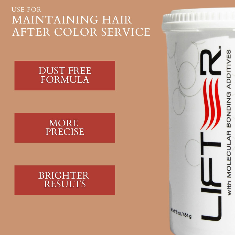 POWERTOOLS 4BOND Premium Hair Bleach Powder lift results on model hair up to 9 levels