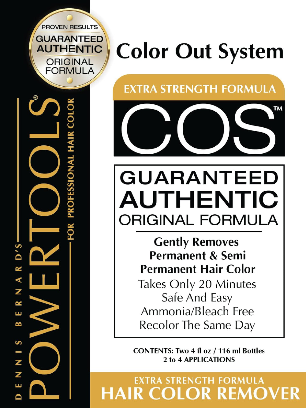 PowerTools COS foaming consistency shown for gentle removal of layered hair color.