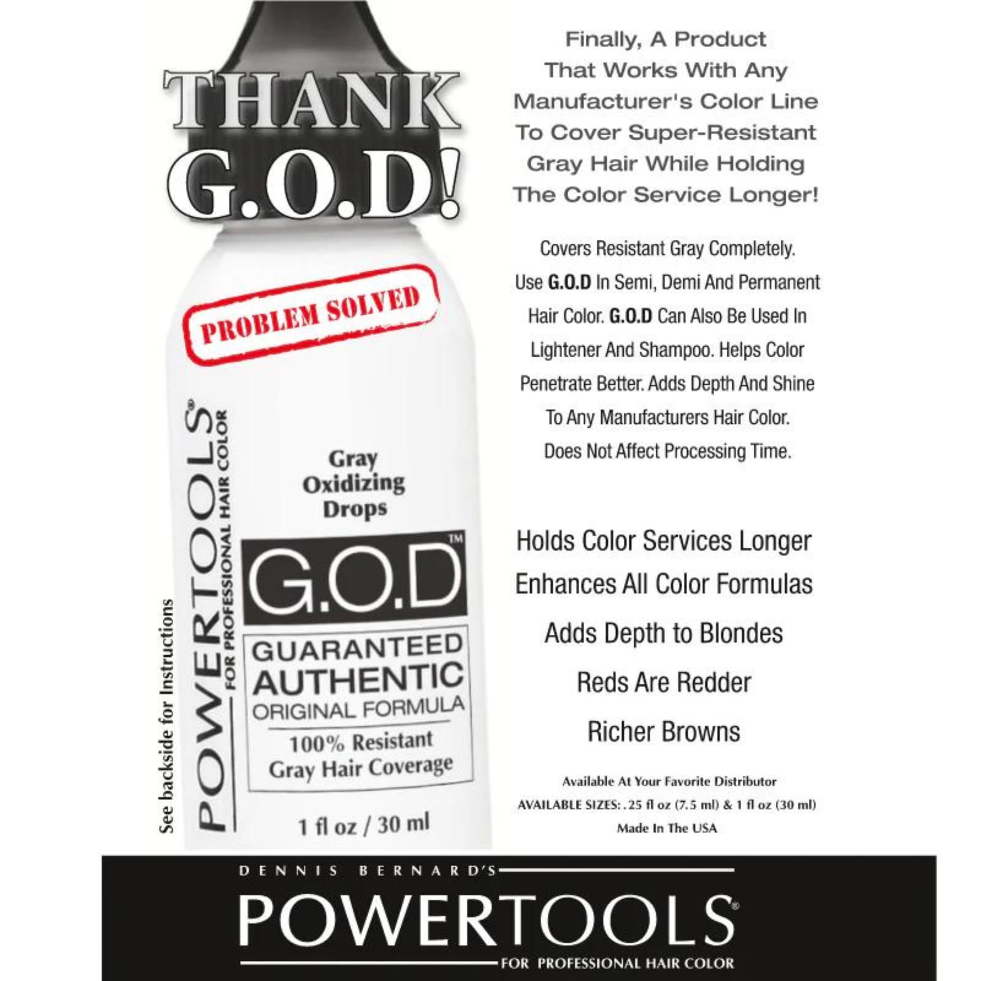 POWERTOOLS Gray Oxidizing Drops application on hair preview suggests even coverage