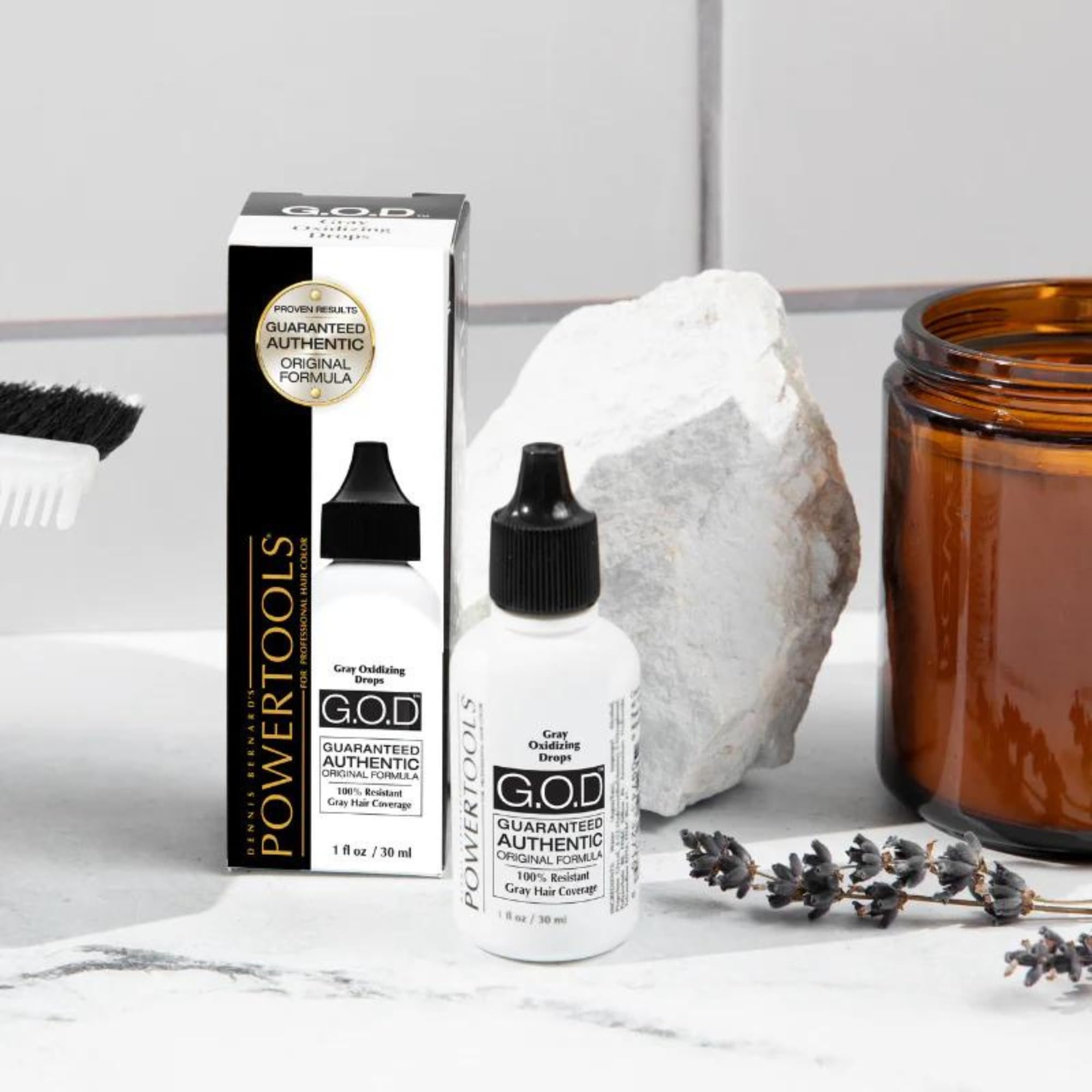 POWERTOOLS Gray Oxidizing Drops pour detail illustrates liquid consistency for blending