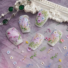 POWPOP 5D nail stickers summer letters embossing for playful decor
