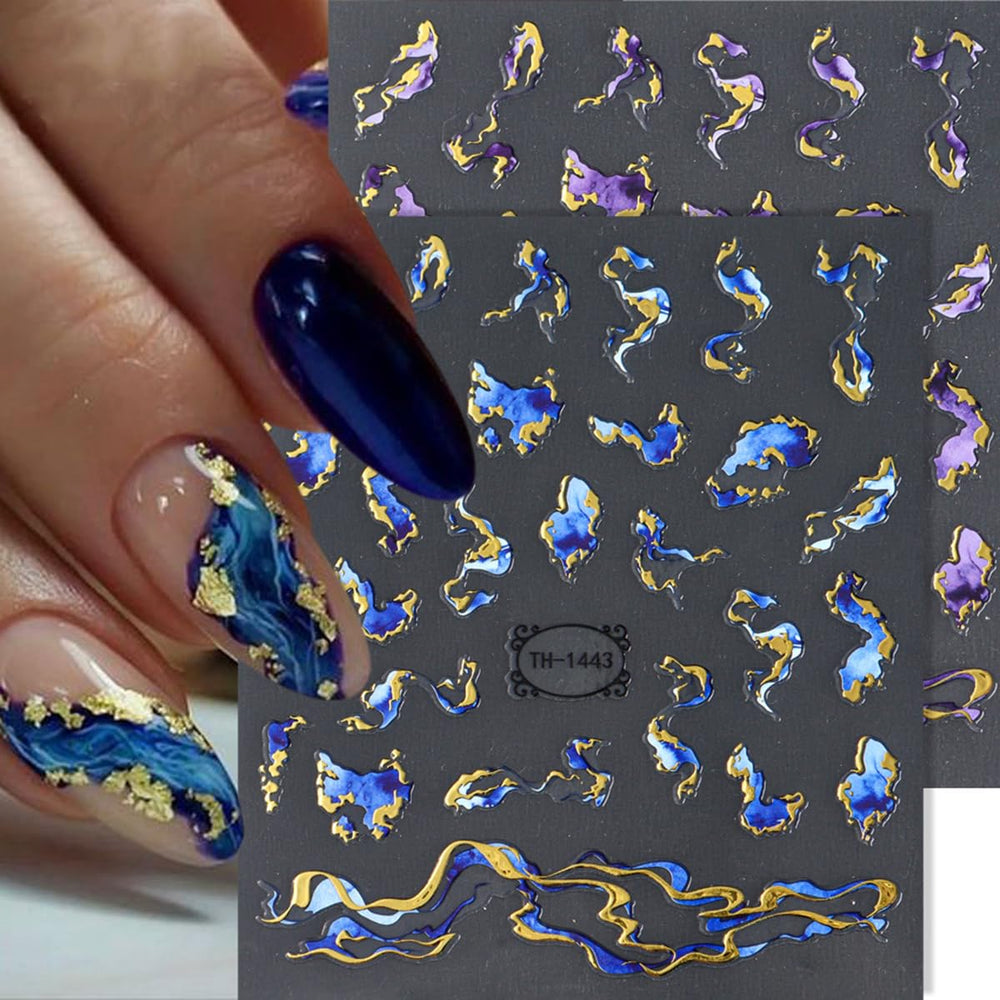 POWPOP french line stickers with marble accents offer versatile nail designs.