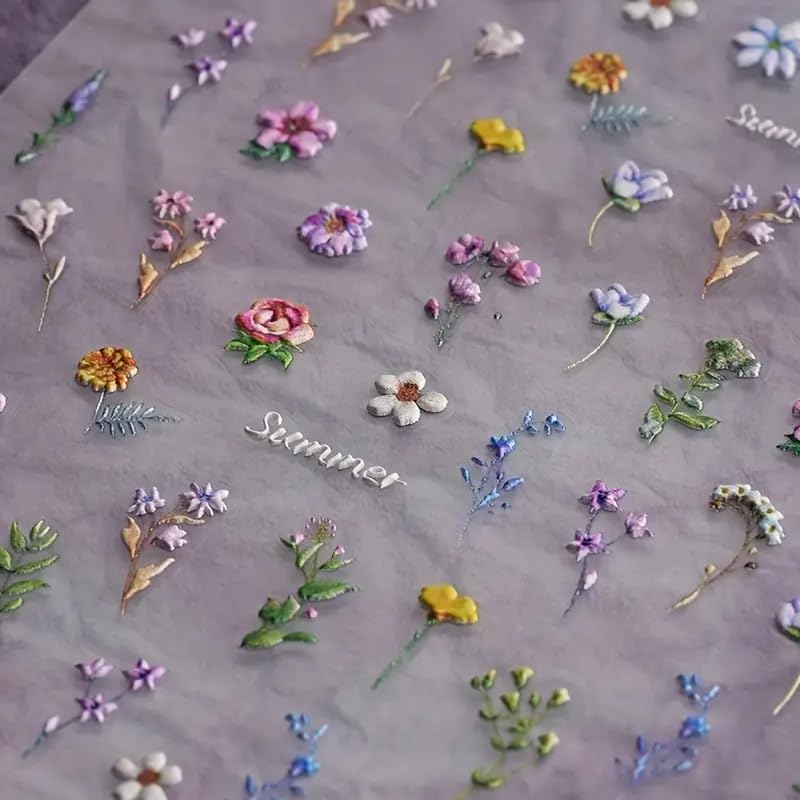 POWPOP nail decals dreamcatcher flowers 5D embossing with dimensional texture
