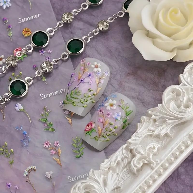 POWPOP nail stickers pastel butterfly 5D embossing for vibrant summer accents