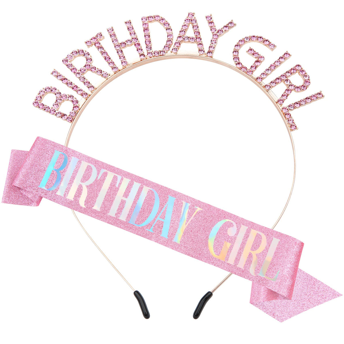 PQRUU glitter birthday sash pink with sparkling finish for a festive look.