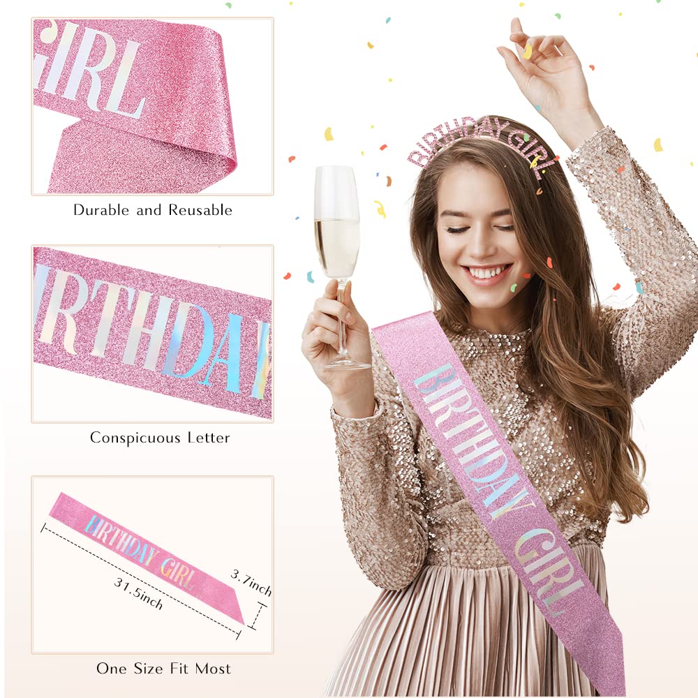 PQRUU rhinestone headband in pink provides glittering detail for party outfits.