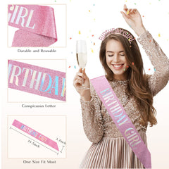 PQRUU rhinestone headband in pink provides glittering detail for party outfits.
