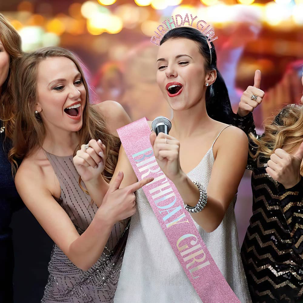 PQRUU sparkling pink tiara adds princess vibes for photos and celebrations.