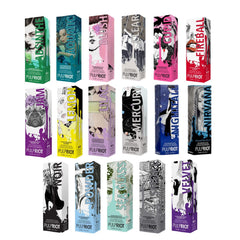P.R. Pulp Riot Fireball 4oz color swatches blended with other shades.