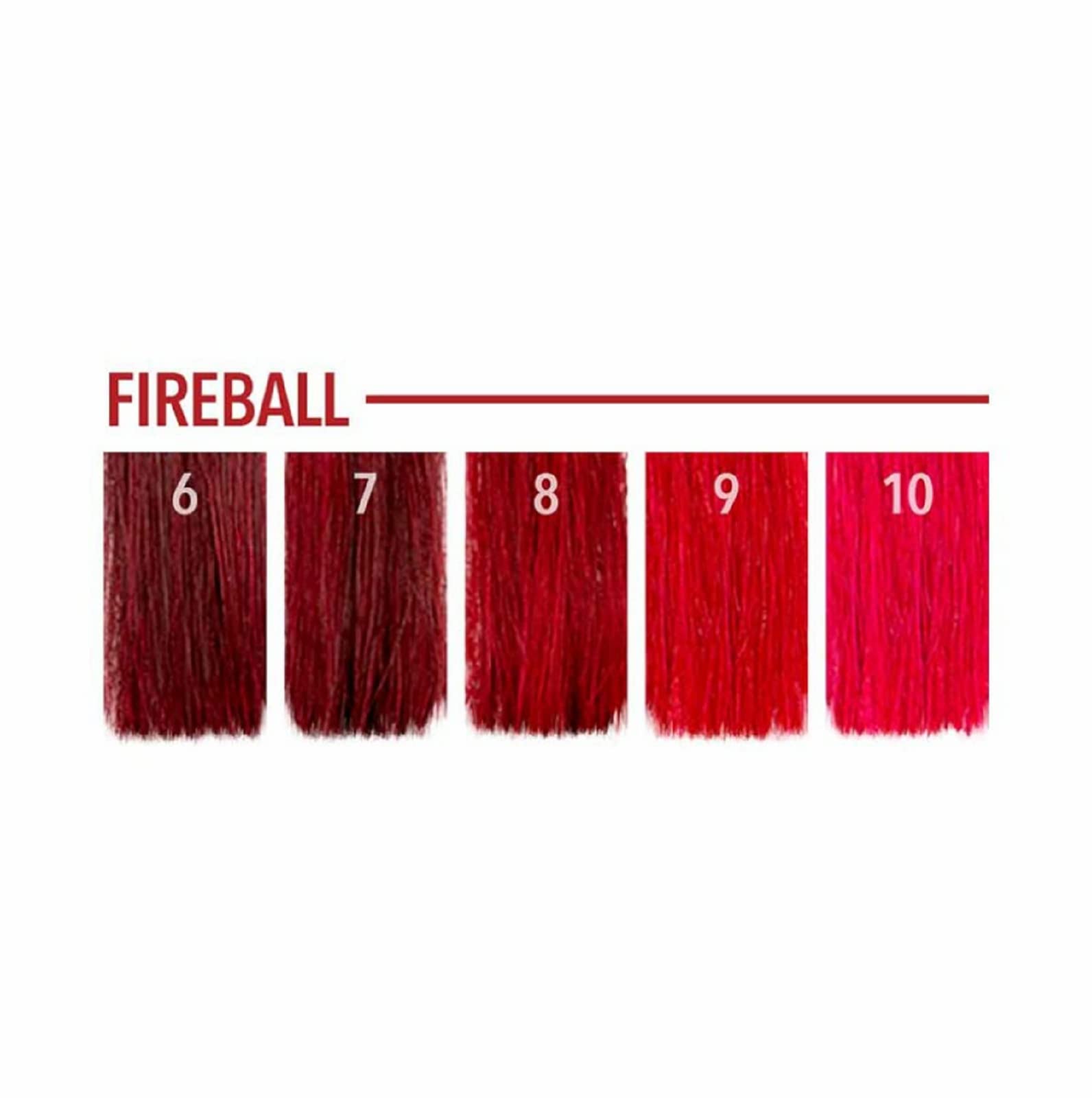 P.R. Pulp Riot Fireball 4oz on hair strands with vivid saturation.
