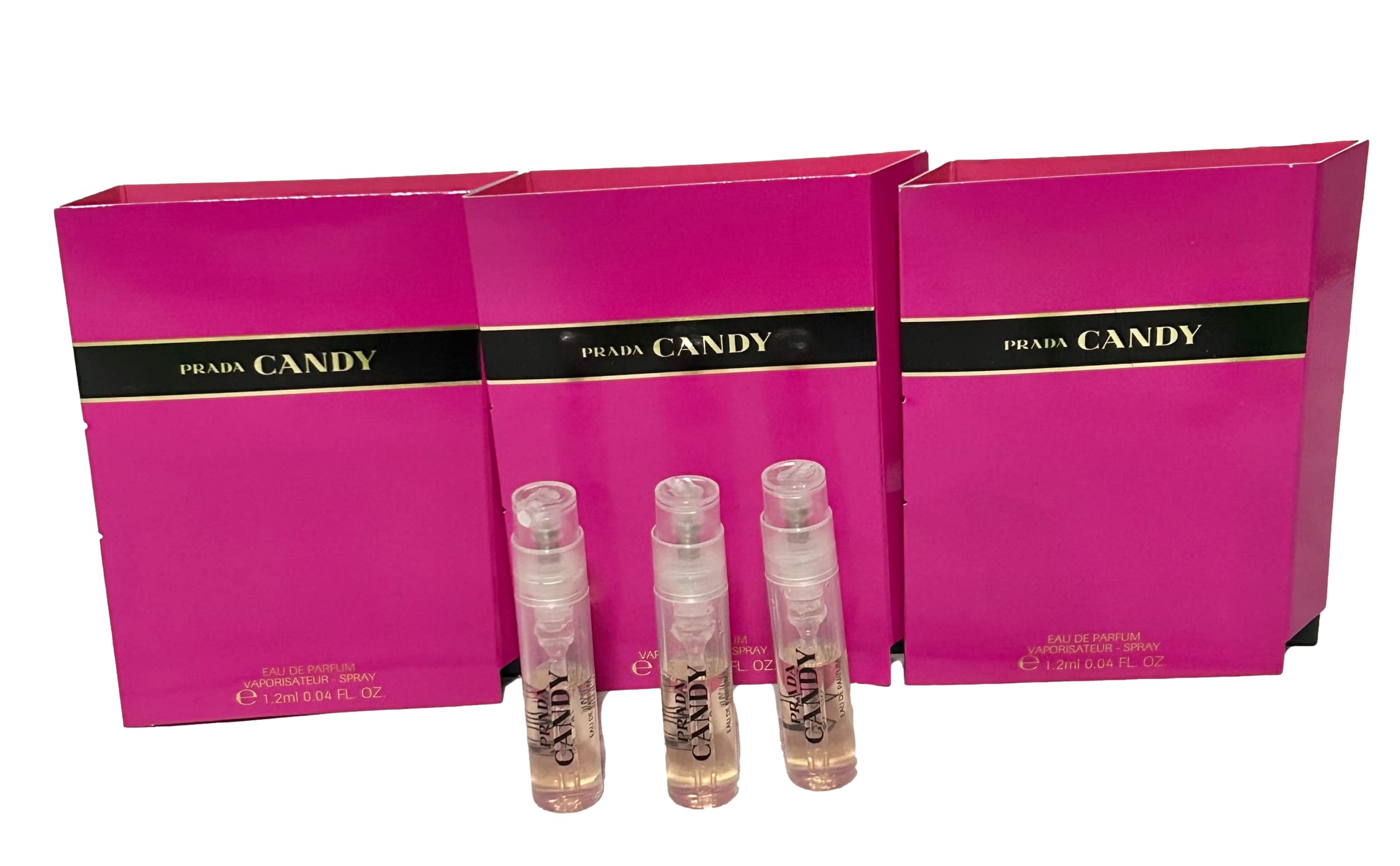 Prada Candy sample perfume bottle, compact travel-friendly size for on-the-go testing
