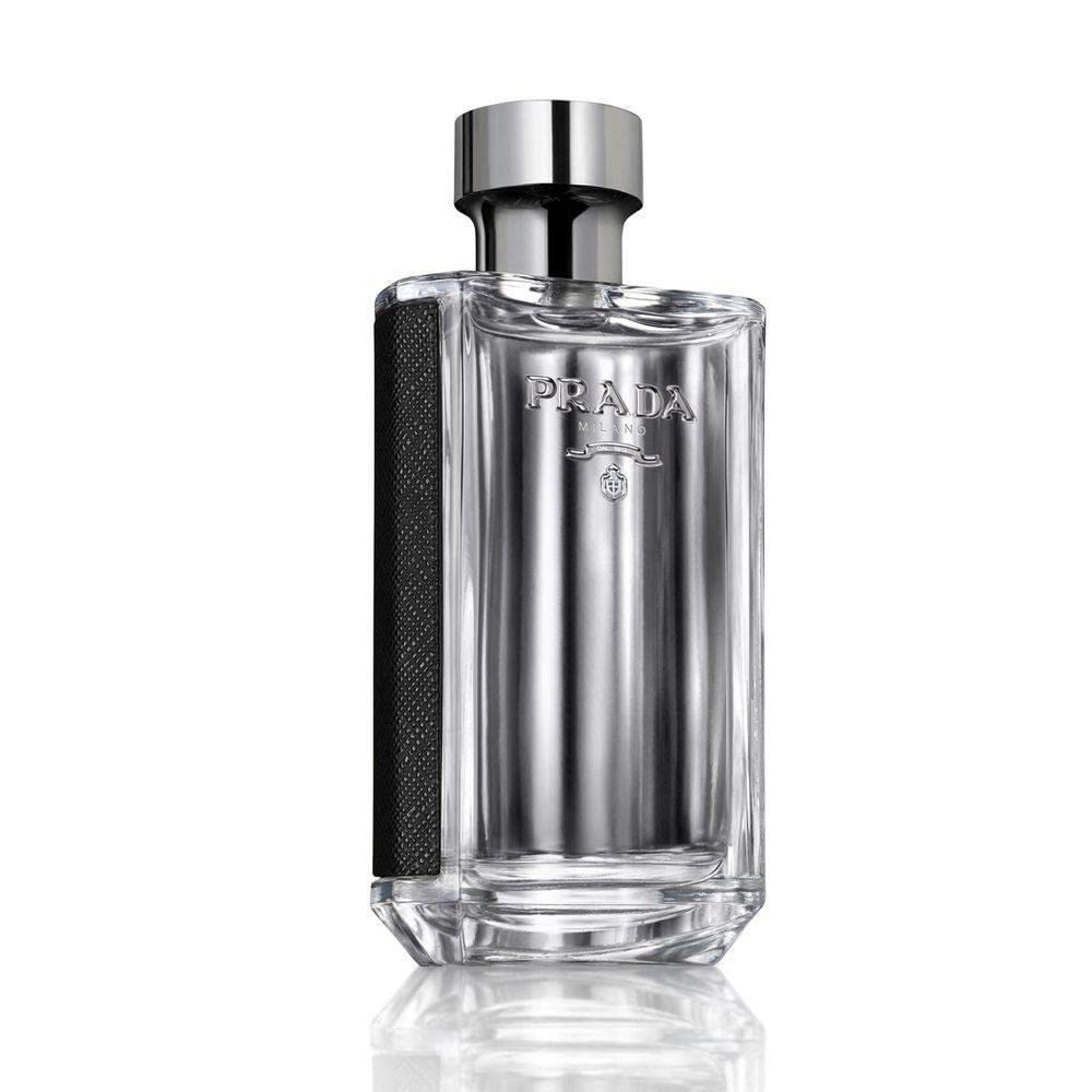 Prada L'Homme EDT bottle front view, ideal for office wear and daily confidence.