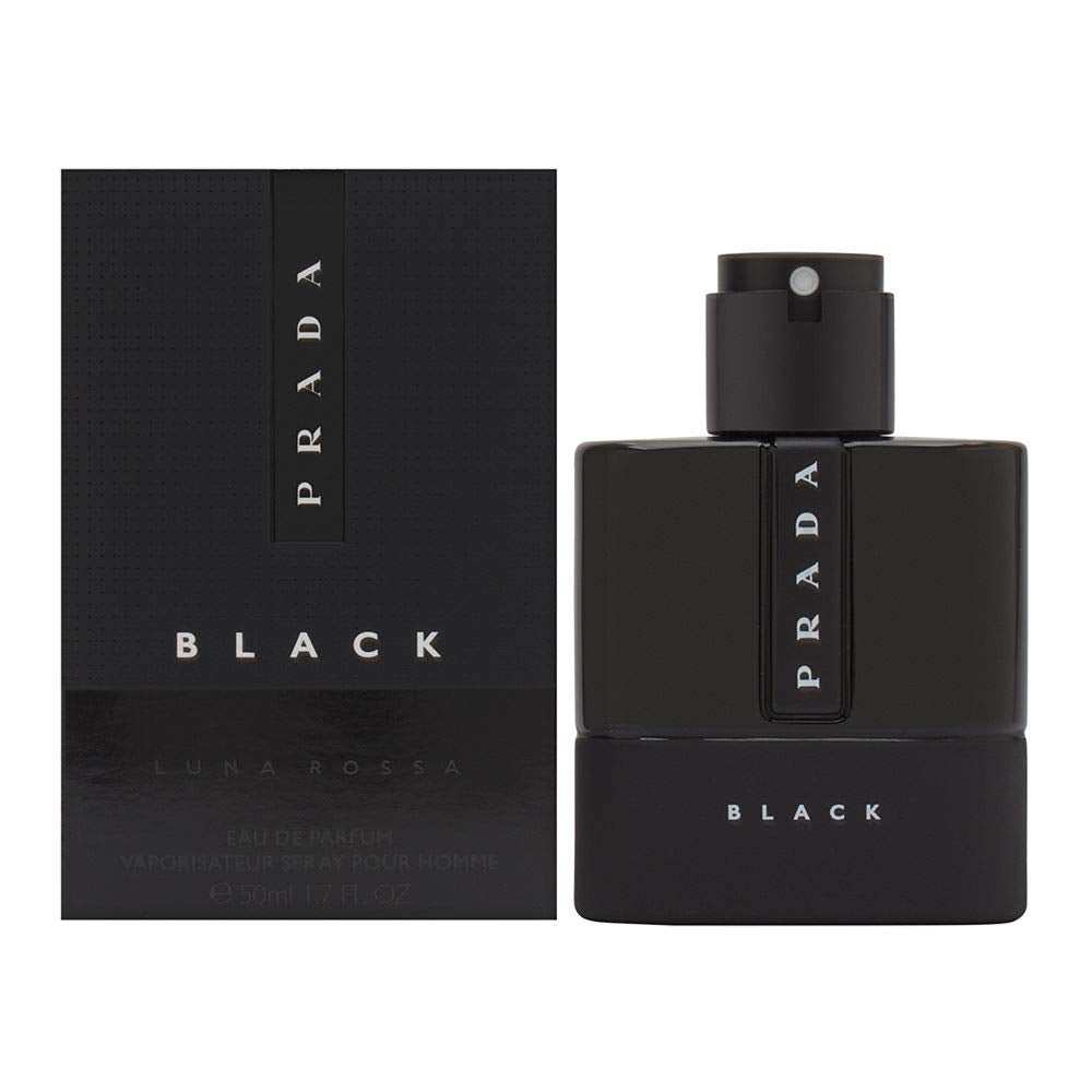 Prada Luna Rossa Black bottle front view for a bold evening scent.