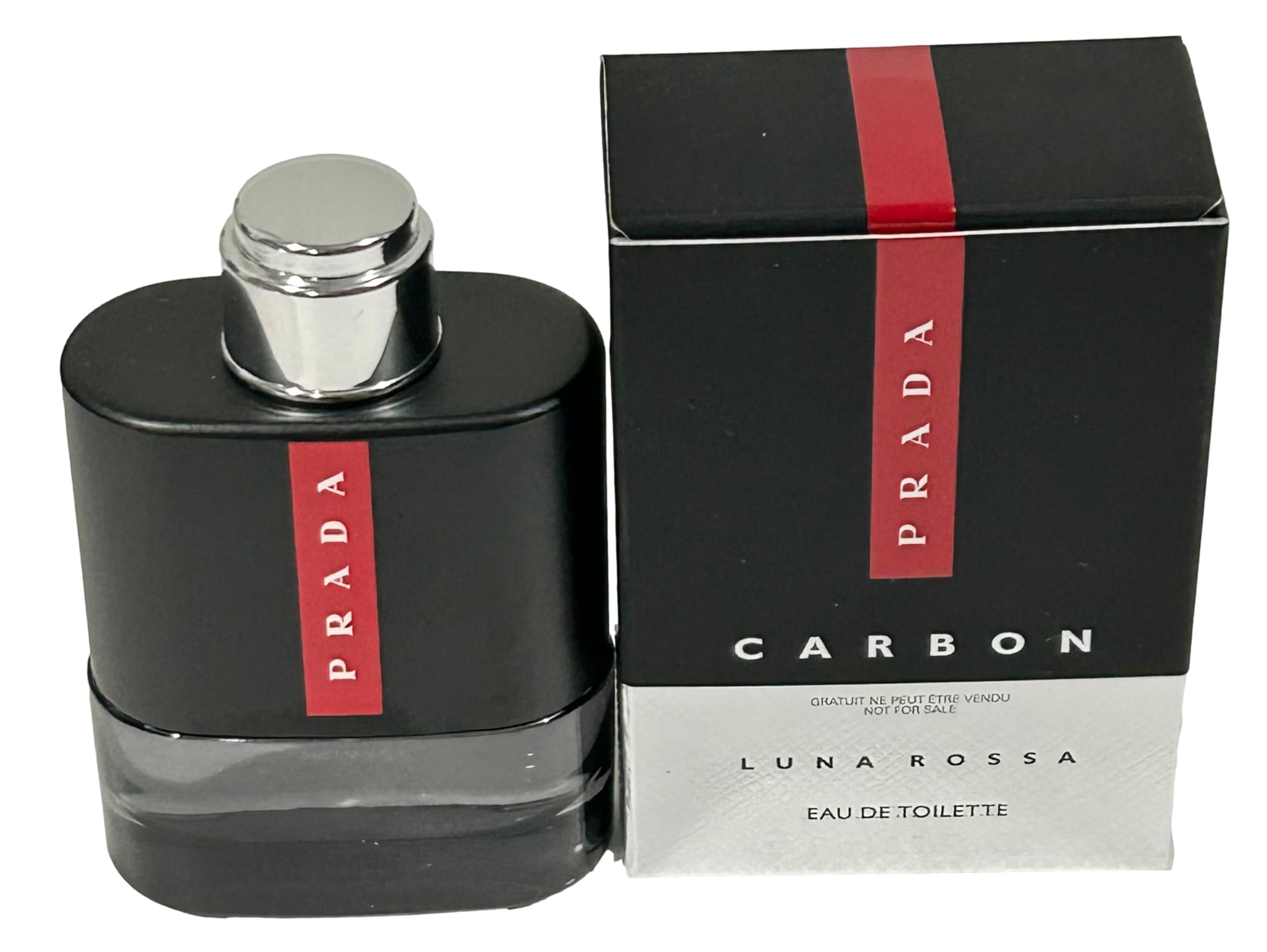 Side profile of Prada Luna Rossa Carbon mini edt 9ml bottle