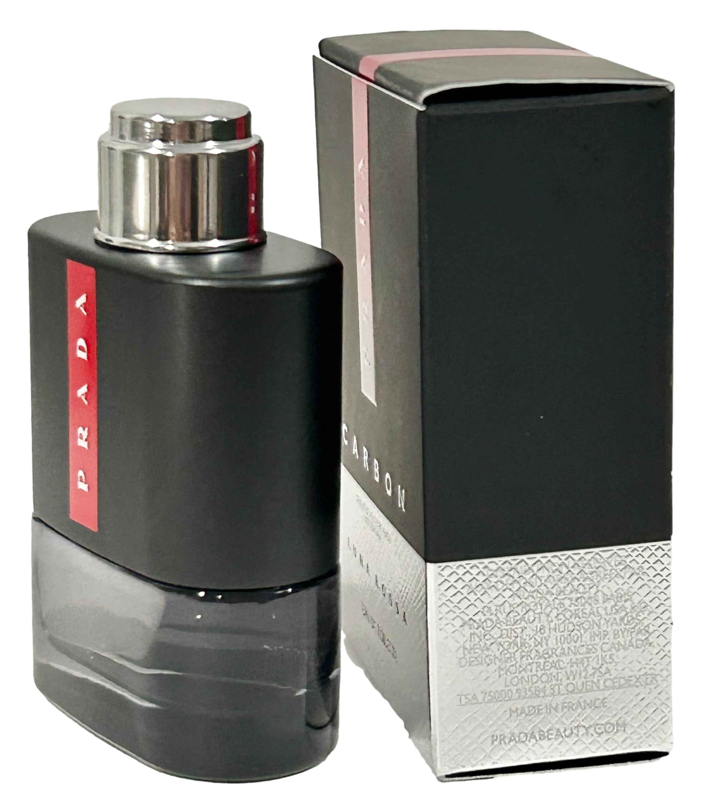 Spray mist action of Prada Luna Rossa Carbon mini edt 9ml in compact form