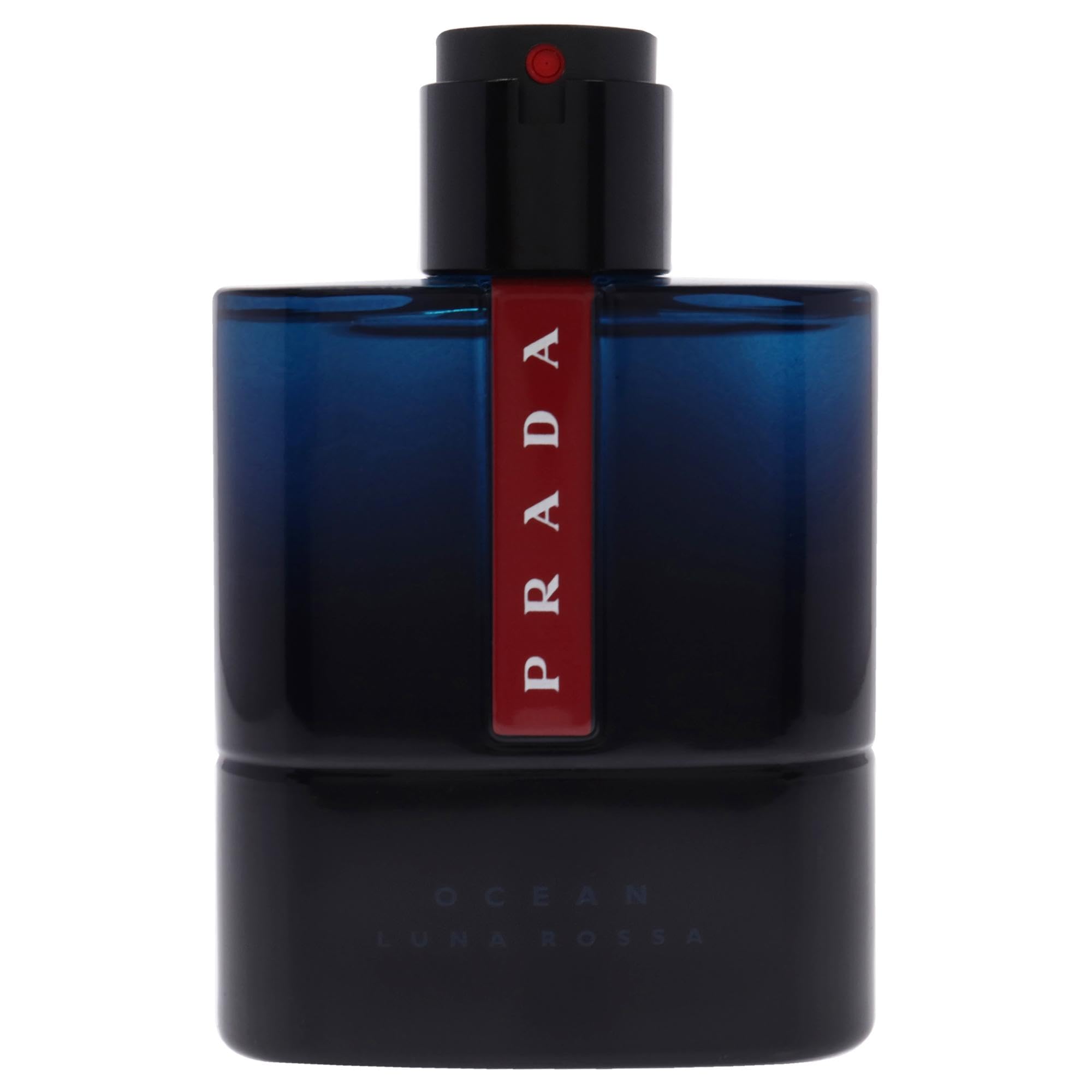 Prada Luna Rossa Ocean bottle side view with vetiver and iris for elegant daily wear.