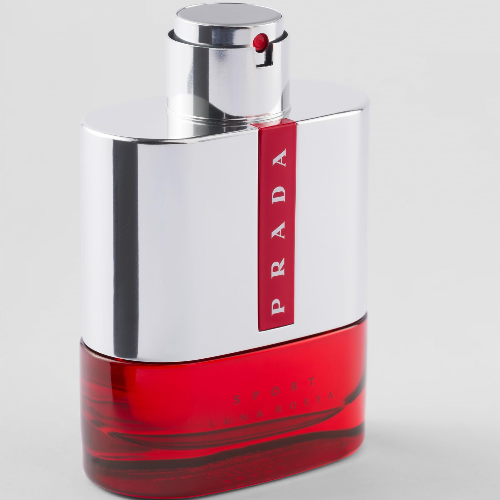 Prada Luna Rossa Sport bottle angled, sleek silhouette for a confident active look.