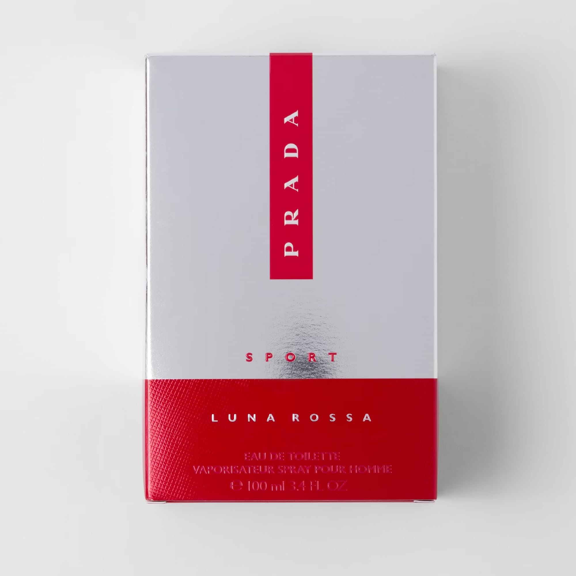 Prada Luna Rossa Sport bottle cap close-up, premium design and packaging.