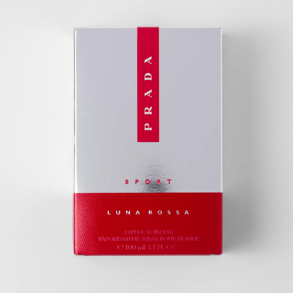 Prada Luna Rossa Sport bottle cap close-up, premium design and packaging.